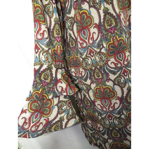 Tacera Woman Medallion Print Long Flared Sleeve Knee Length Dress, Plus Size 3X - Picture 3 of 10